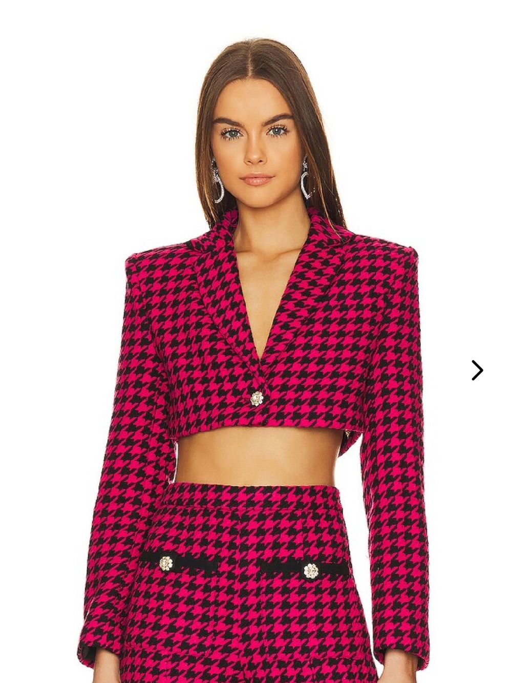 NWT Lovers + Friends Nadia Cropped Houndstooth Blazer